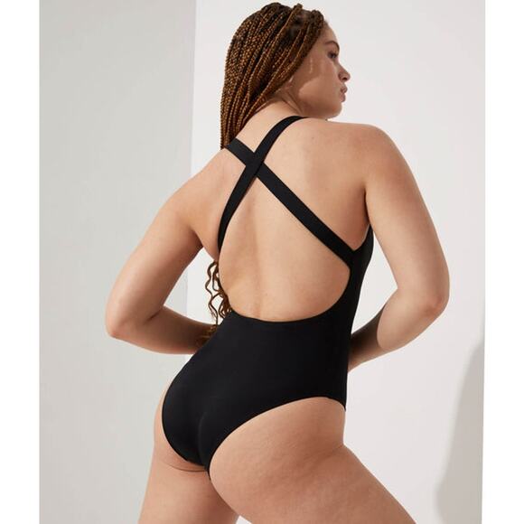 Andie Swim The Tulum One Piece Swimsuit Resortwear Beach Flat Black Classic Sz M - Picture 1 of 9